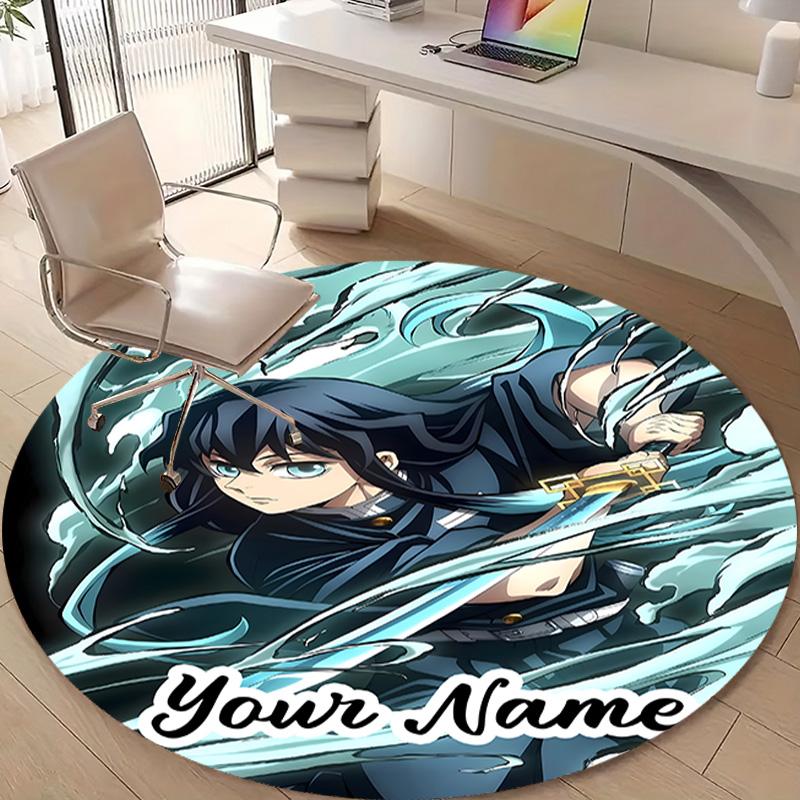 Personalized Demon Slayer Round Chair Office Rug - Perfect for Mat, Office Chair & More - Ideal Gift for Birthdays and Holidays