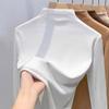 Women's Half High Neck Long Sleeve Slim Fit Top Solid Color Winter Warm T-Shirt