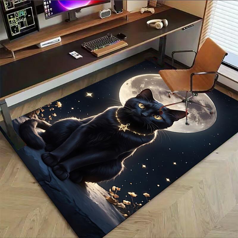 1pc cat moon Carpet Anti Slip Polyester Floor Mat for office,Bedroom