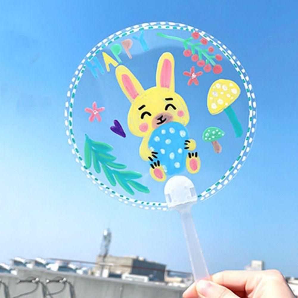 Handheld Graffiti Fans Round Blank Painting Fans Multi-functional Handicrafts DIY