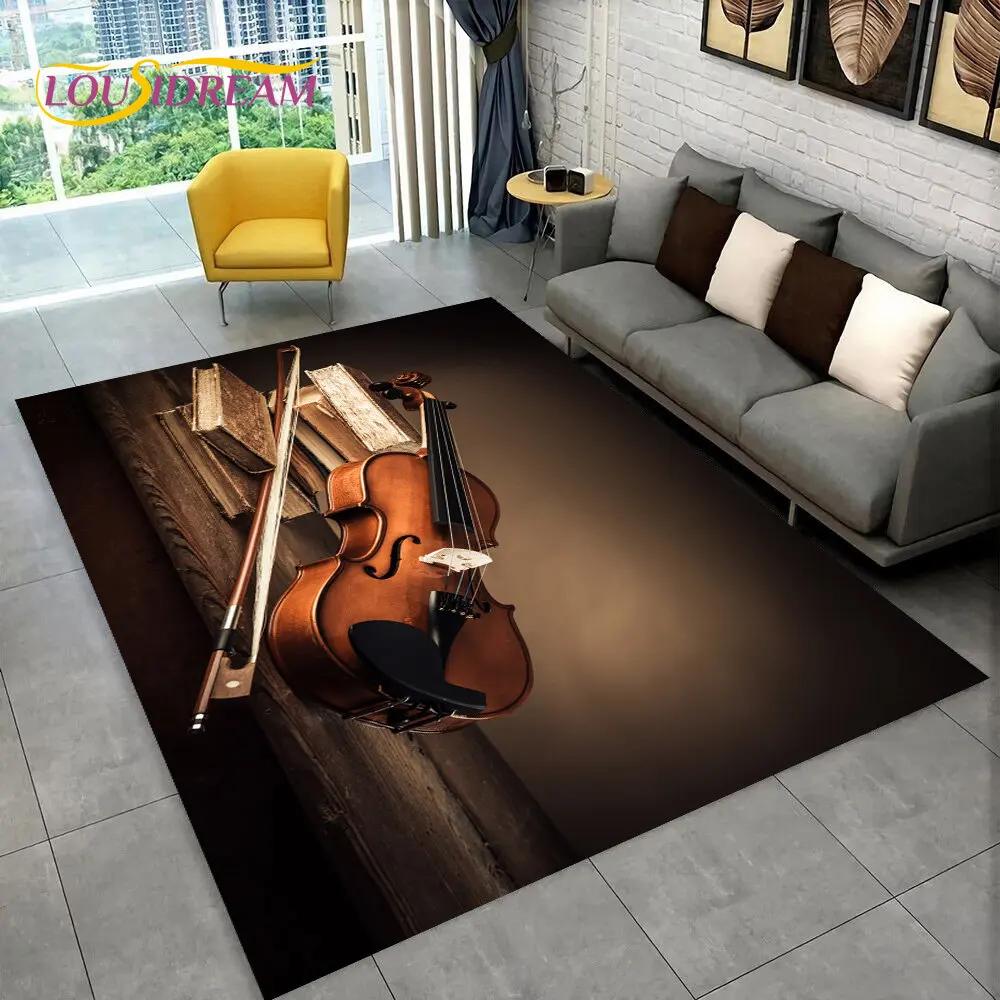 Classical Violin Instrument Music Area Rug,Carpet for Home Living Room Bedroom Sofa Doormat Kitchen Decor,kid Non-slip Floor Mat