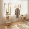 Bamboo Clothing Rack-Saving Freestanding Garment Rack Modern Wardrobe Organizer