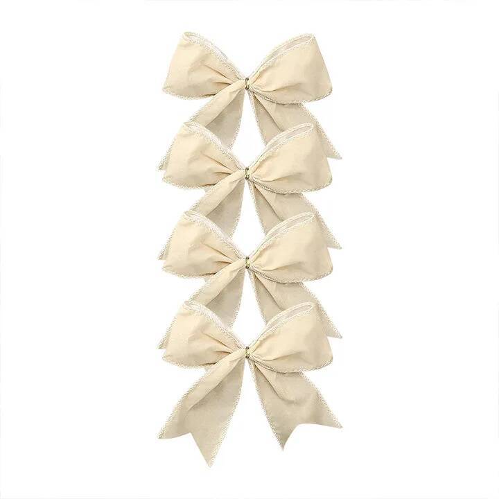 1/4/12pcs Christmas Bow Decoration DIY Red Fabric Christmas Tree Wreath Decoration Bow Hanging Front Door Xmas Decoration