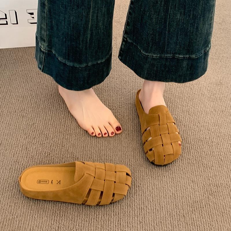 

Uncle Shoes unk Niche retro bag head half slippers women s summer wear 2025 one-pedal Birkenstock maternity cool slippers 40 малиновий