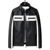 Men's Color Matching Leather Jacket New Men's Jacket Pu Jacket Locomotive Clothing Fleece Leather Jacket Men's Slim Fit
