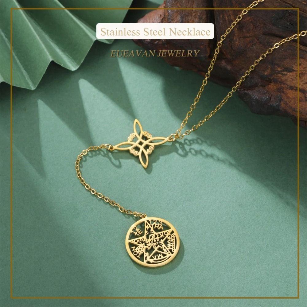 Sacred Symbol Witch Knot Necklace Stainless Steel Tetragrammaton Necklace  Gift Giving