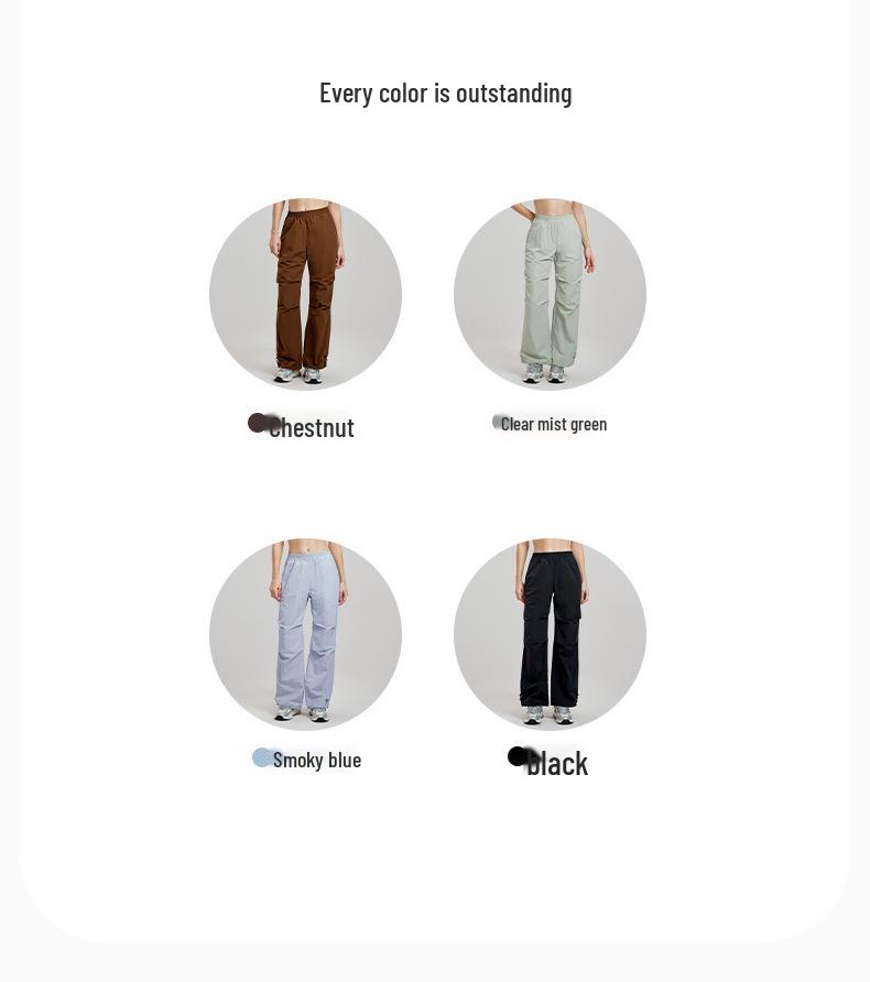 Women's High-End Yoga & Running Cargo Pants with Pockets - Elastic Waist & Drawstring Cuffs