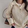 New Fashion Women Autumn Pullover Sweater Long Sleeve Turn Down Collar Winter Knitwears Jumpers Loose Knitted Sweaters for Women Elegant Tops 25311