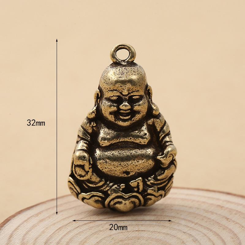New retro brass ornament, car keychain pendant, Buddha statue safety pendant, handmade collection