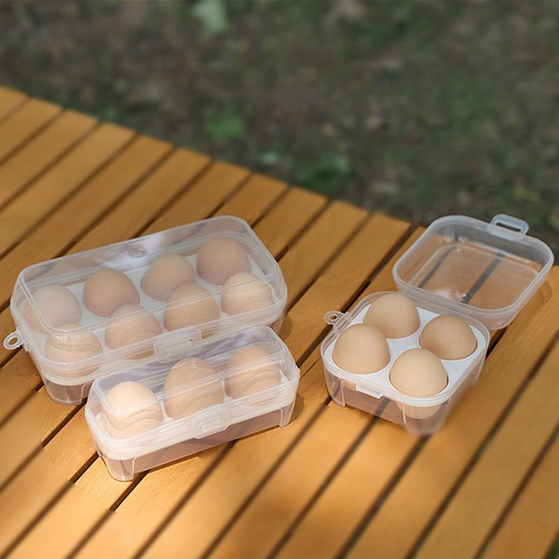 3/4/8 Grids Portable Egg Box Outdoor Transparent Egg Organizer Box For Camping Picnic Barbecue Practical Outdoor Accessories
