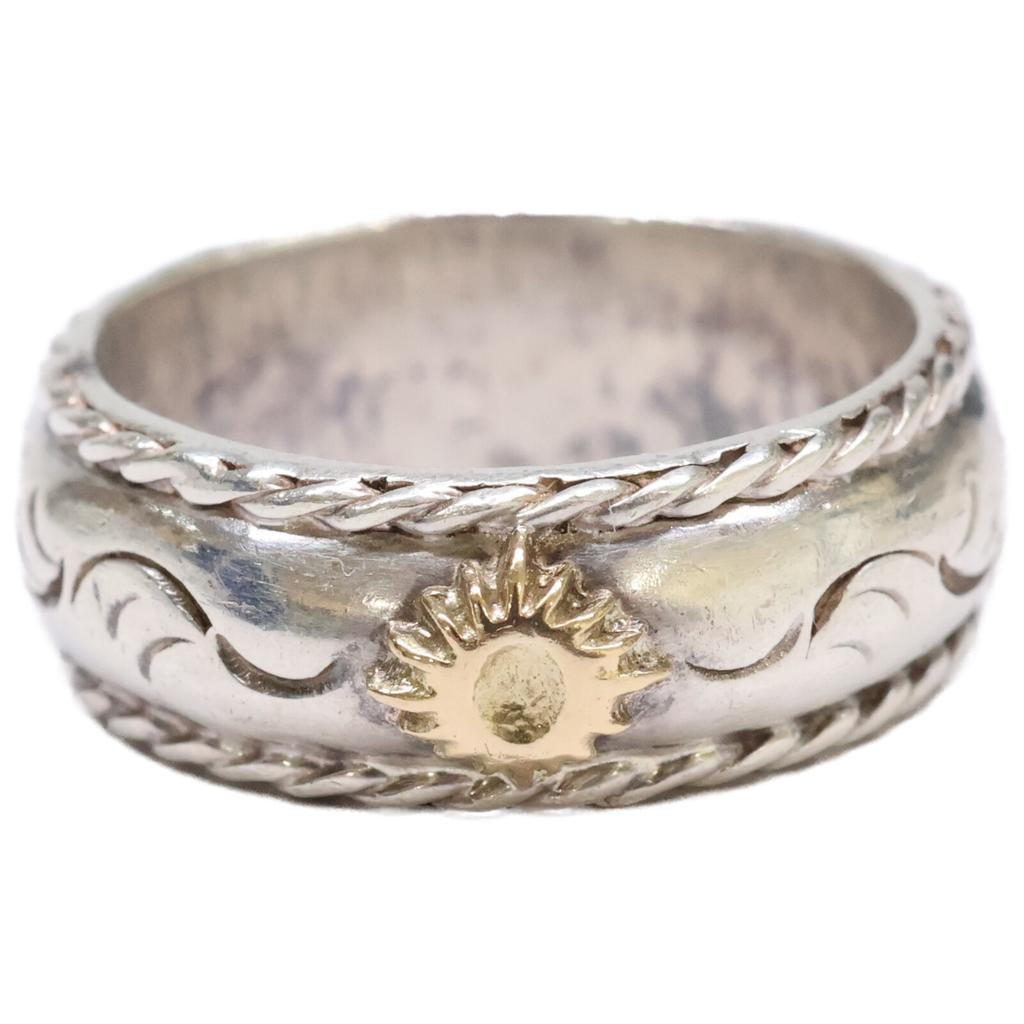 ARIZONA FREEDOM R-45a SILVER K18 Small Sun God Arabesque Ring Ring Silver / Yellow GoldUsed