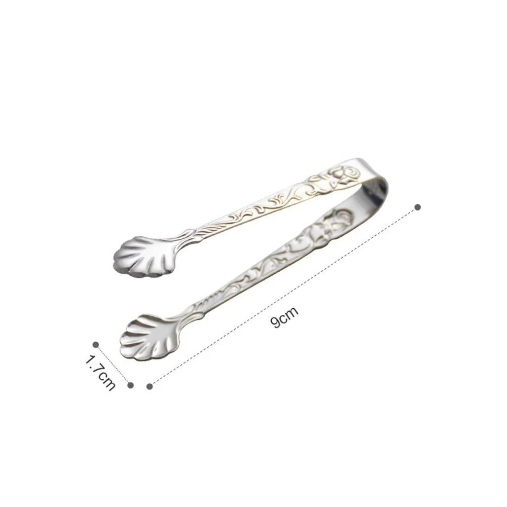 

Vintage Rose Relief Stainless Steel Ice Cube Clips Sugar Tongs Food Kitchen Serving Tong Barware Accessories. Dark Grey