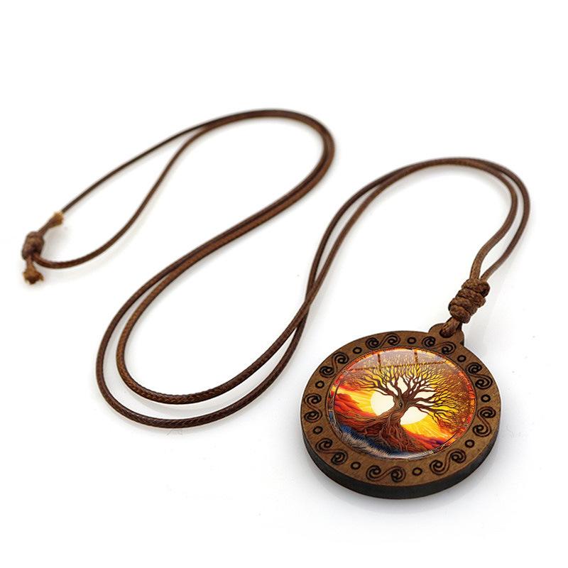 Tree of Life Time Wooden Women's Accessories Retro Pendant Necklace Under the Sunset
