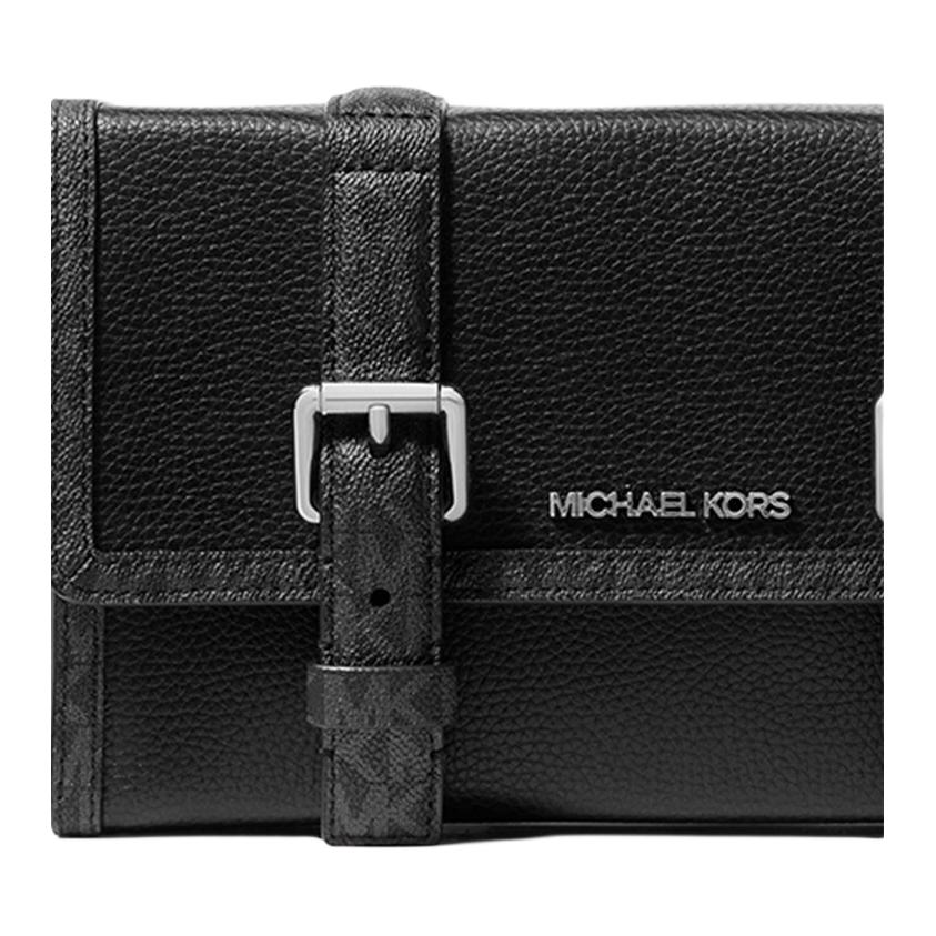 Michael Kors Cooper Monogram Patchwork Flap Shoulder Bag Men Shoulder Bag Black 37S6LCOM1O-BLACK