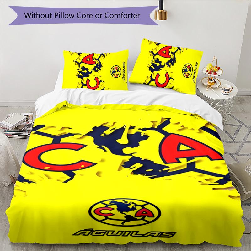 Club América 3pcs Bedding Set Duvet Cover Closure Includes 1 Duvet Cover & 2 Pillowcases for All Seasons Bedroom Home Dorm Decor