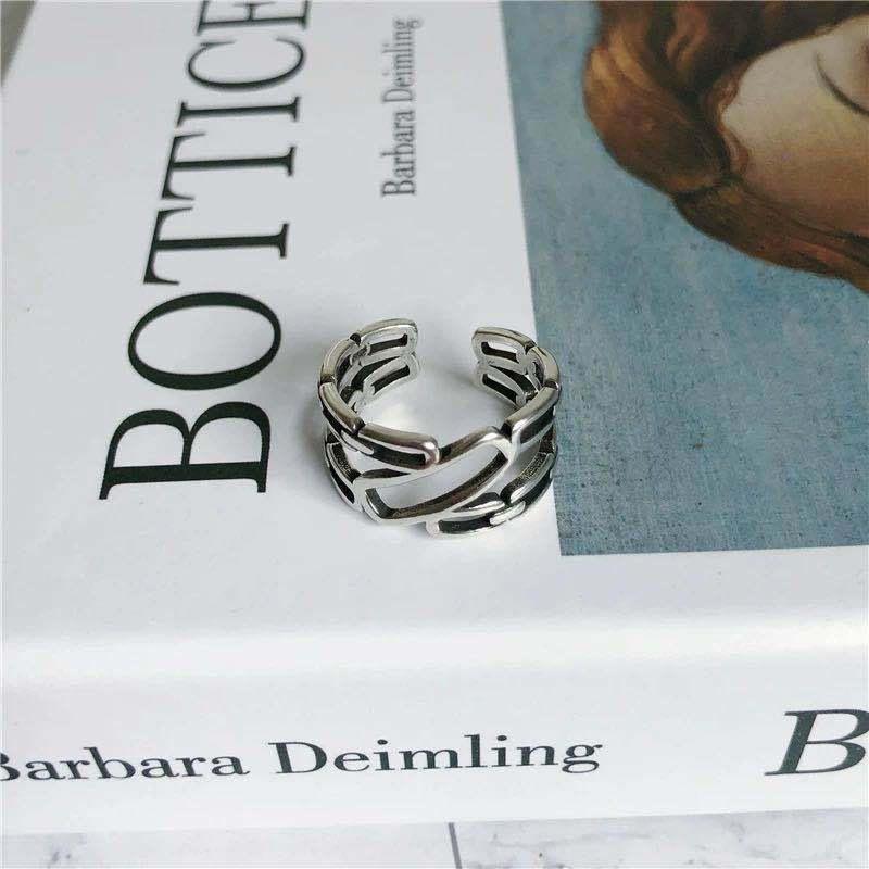 Retro European & American Open Punk Ring for Women - Trendy Japanese & Korean Style Woven Bracelet, Simple Student Index Finger Ring.