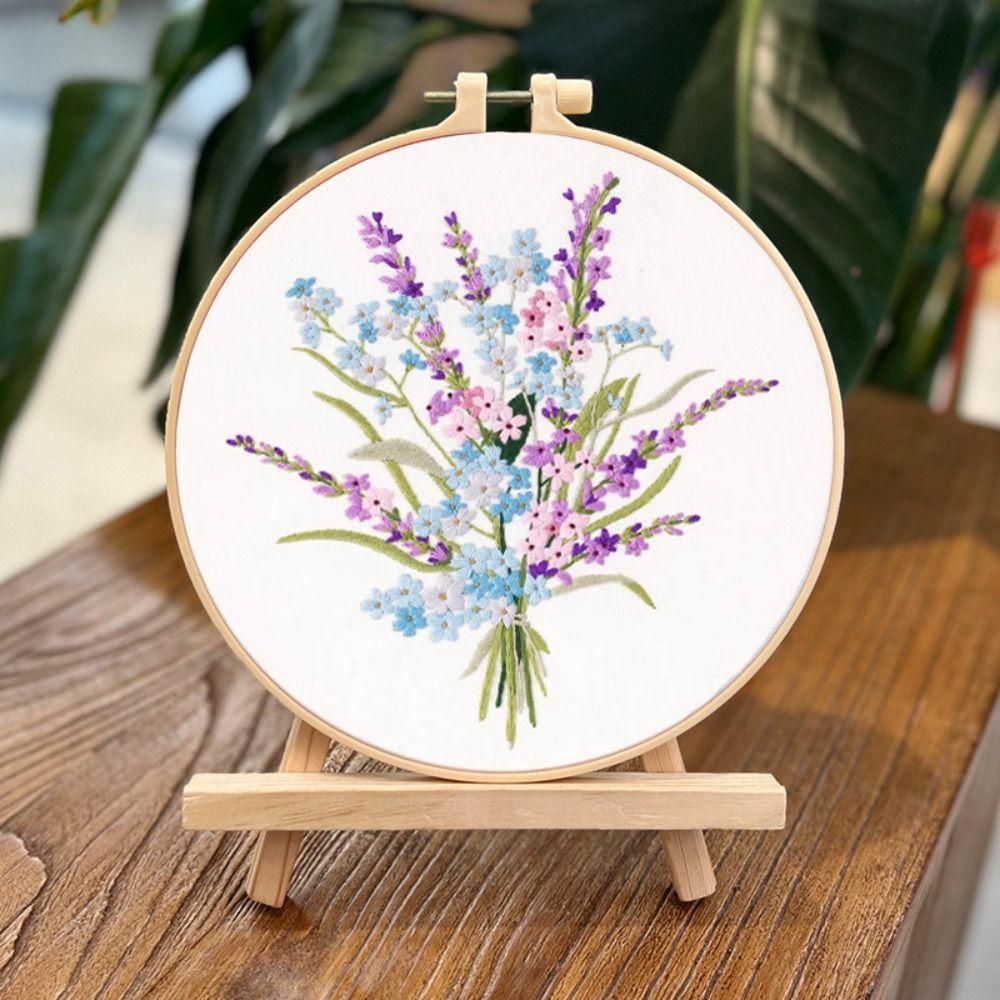 

DIY Flower Embroidery Kit Colorful Embroidery Set Sewing Supplies Cross Stitch Set Beginner Style 1