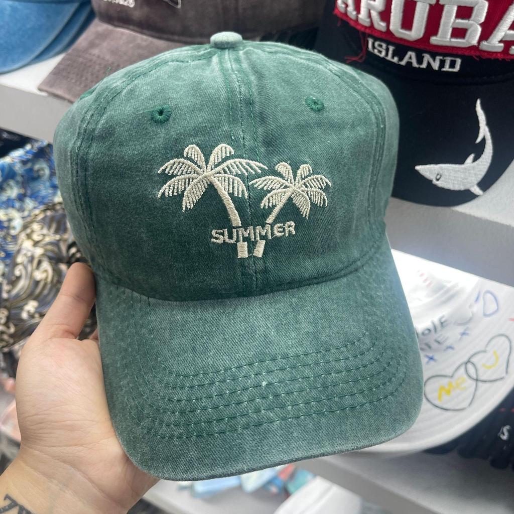 Unisex Washed Cotton Cap Coconut Tree Embroidery Baseball Cap For Men Women Streetwear Dad Hats