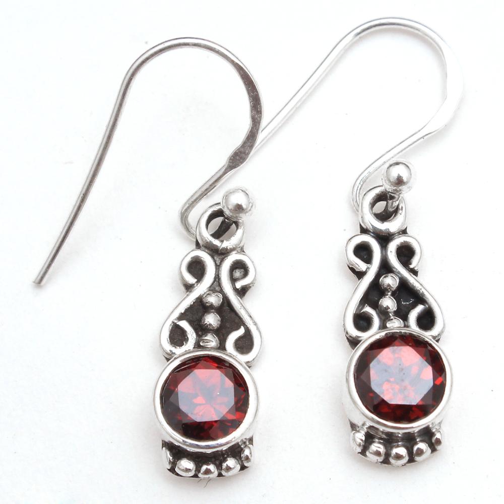 Faceted Red Garnet Gemstone 925 Sterling Silver Handmade Jewelry Women Earring Dangle Earring