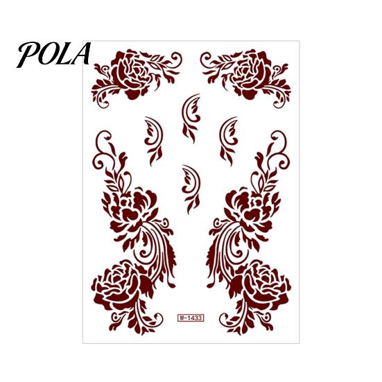 Henna Tattoo Stickers, Red Brown Waterproof Lace Temporary Tattoos, Indian Mehndi Body Art for Hands Feet, Festival Makeup