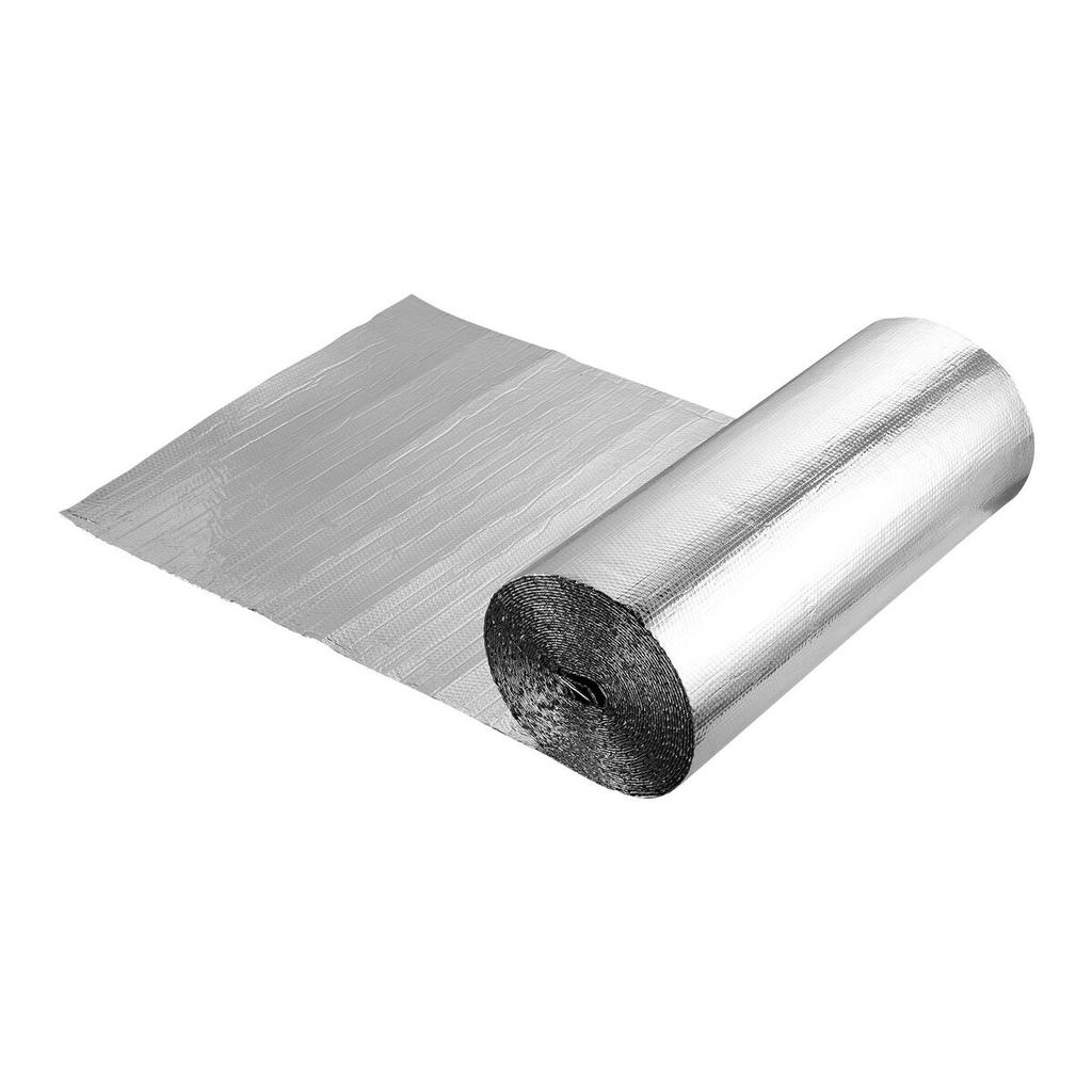 Double Reflective Insulation Roll, Double-Sided Aluminum Foil Radiant Barrier, 6mm 30.48 m x 1.22 m, Dual-Layer Air Bubble Heat Reflective Shield,