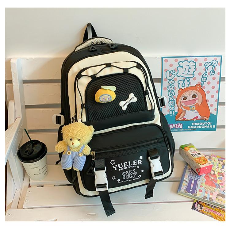 Schoolbag Japanese new cute little fresh girl make-up bag junior high school student college wind dopamine contrasting backpack