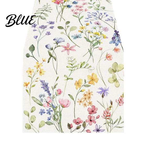 Linen Table Runner for Home Tulip Washable Blooming Flowers Spring Floral Dining Cloth Farmhouse Parties