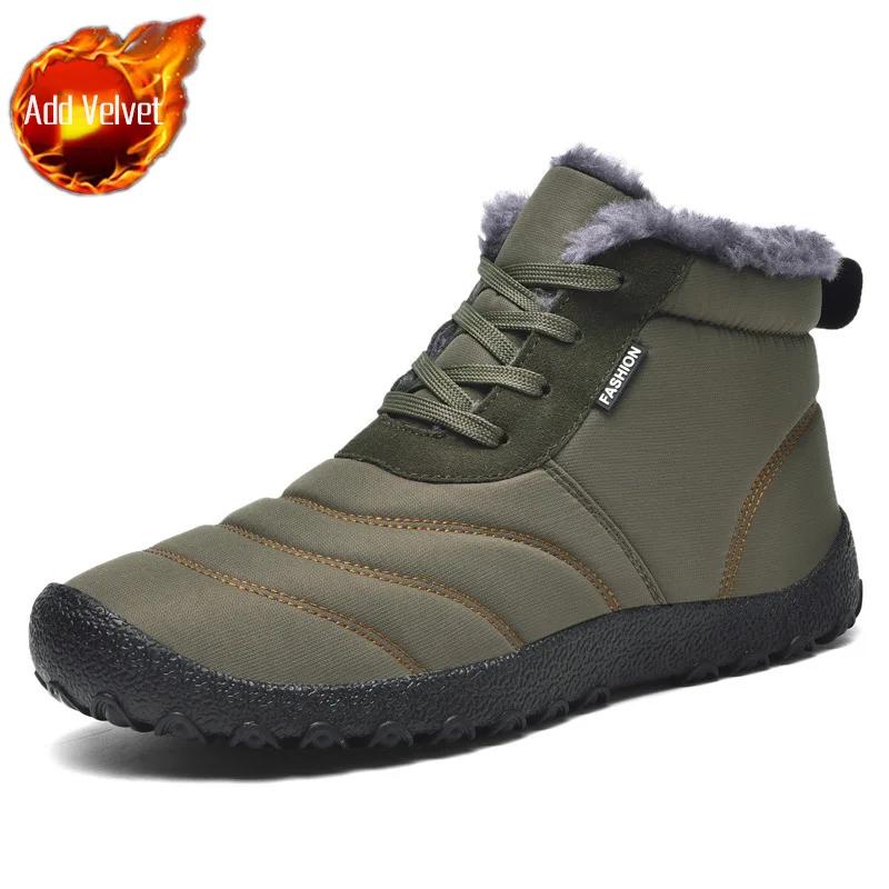Winter Shoes Man Ankle Lace Up Booties Anti Slip Snow Boots for Men Fleece New in Fur Footwear Waterproof Sale Luxury Fashion