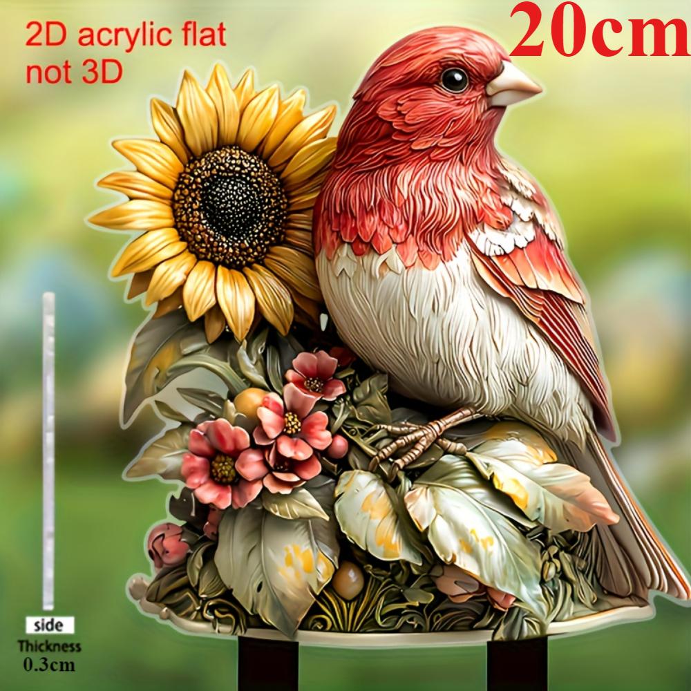 Cute blue bird, 2D flat acrylic, decoration, outdoor, suitable for garden, lawn, gifts, Christmas, Halloween