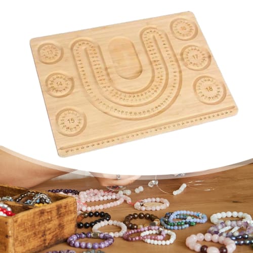 PEWETE Wooden Bead Board, Jewelry Measuring Board, Measuring Bead Design Tray, Bracelet Design Board for Jewelry Making, Beading Projects, Necklace Ma