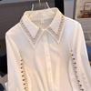 Embroidered Women Be All-match Female Elegant Blouses Ladies Work Wear Shirts White Floral Clothings Chiffon Tops