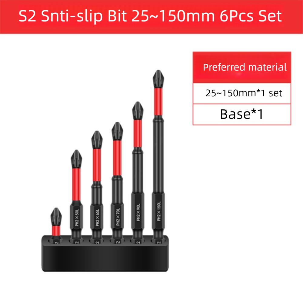 4/5/6Pcs Non-slip Magnetic Batch Head Wear-resistant Shock Resistance Phillips Bit Cross Screwdriver Bit