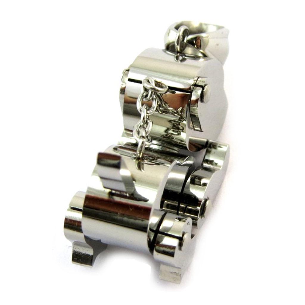 Les Trésors De Lily [N5086] - Ocelový přívěsek 'Kloubový robot pes' chrom - 32x23 mm