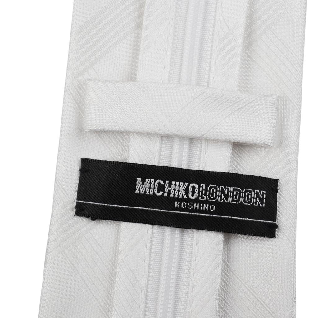 [Michiko London] Wedding White Tie and Pocket Square Set, Formal Wear, Bridal, White, One-Touch, Water-Repellent, Silk Blend, Smart Formal, Blade