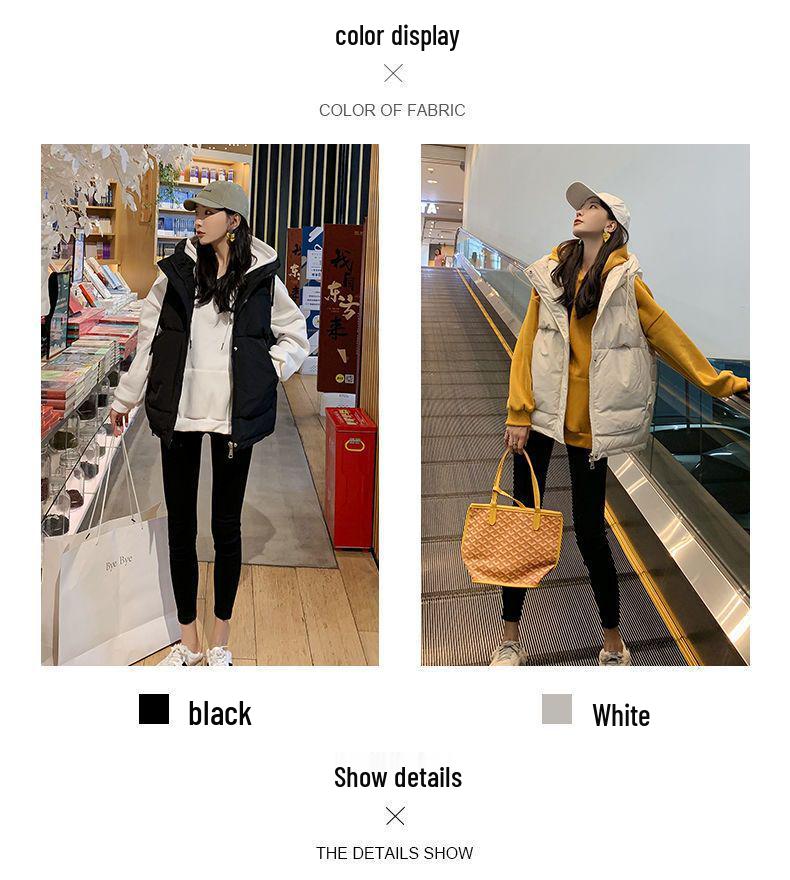 Dámská prošívaná vesta s kapucí - Nová módní krátká volná vesta na podzim/zimu 2023