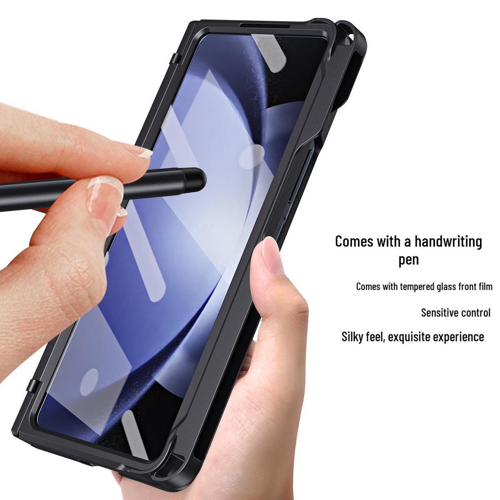 Compatible Samsung Z Fold 8 Protective Case with Film, Pen Holder, and Full Hinge Coverage