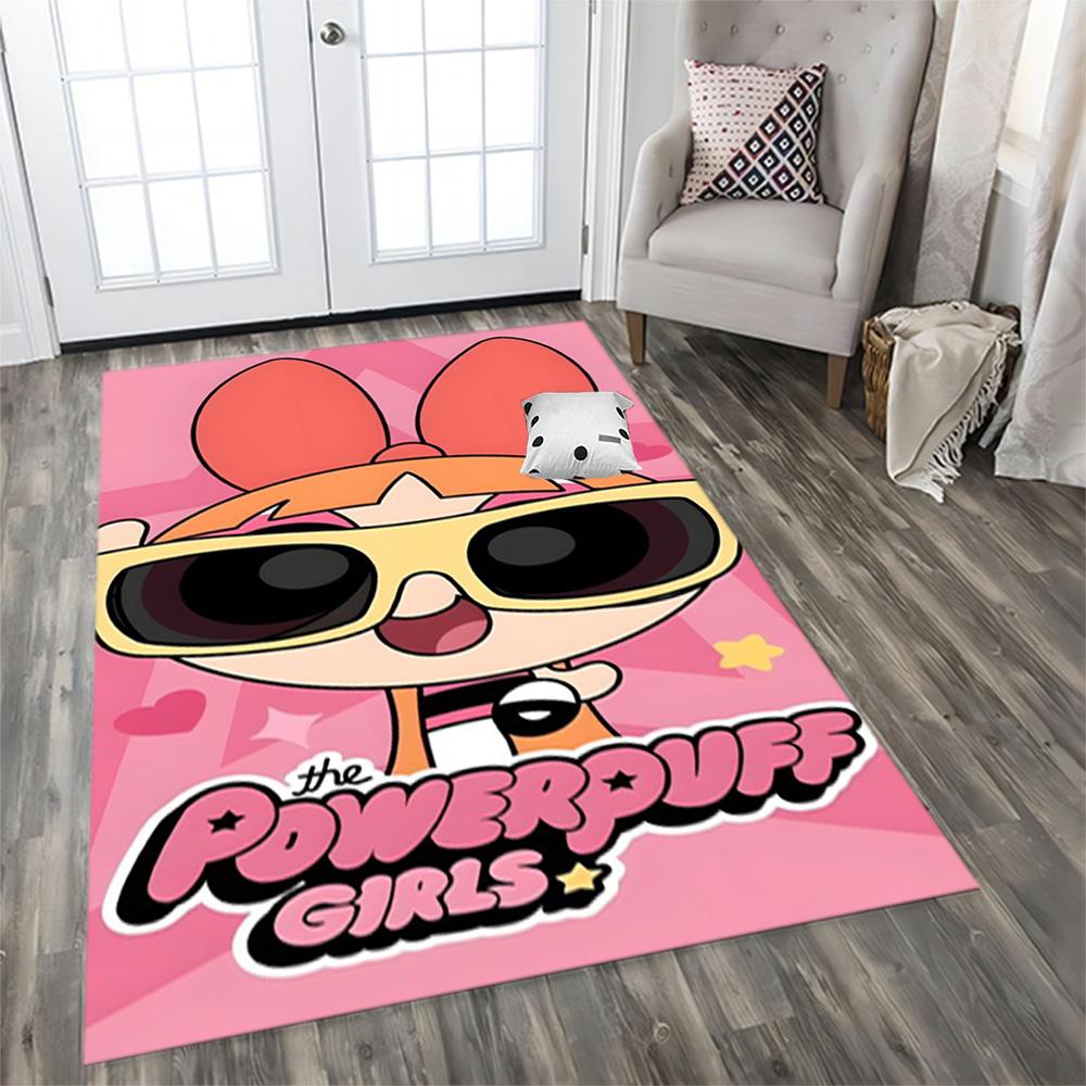 Powerpuff Girls Bubbles' Flight rug for living rooms, bedrooms, home décor, and as gifts.