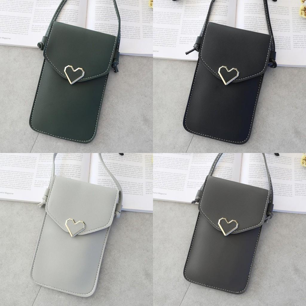 Elegant Pu Heart-shaped Decor Transparent Touch-screen Shoulder Bag For Women