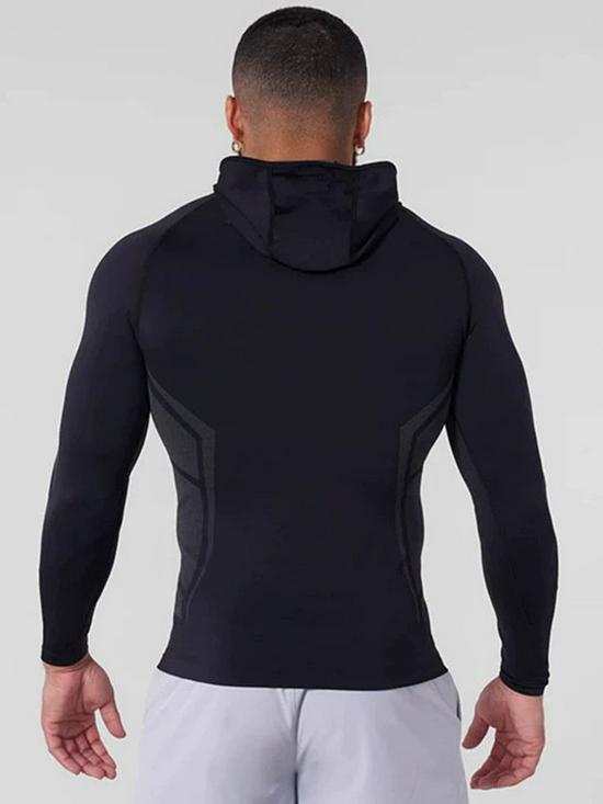 YOUNGLA Men's Tight Hooded Quick-Dry Long Sleeve T-shirt for Running, Sports, Fitness, and Training