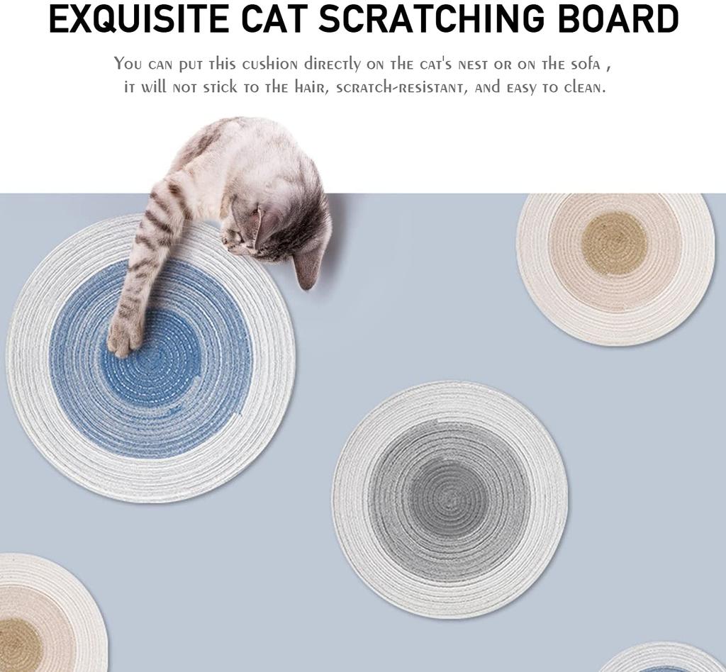 Cat Scratching Pad 14 Inch Round 36cm Diameter 2mm Thickness Gray Blue Brown Cotton Thread Cat Floor Scratcher Mat Rug for