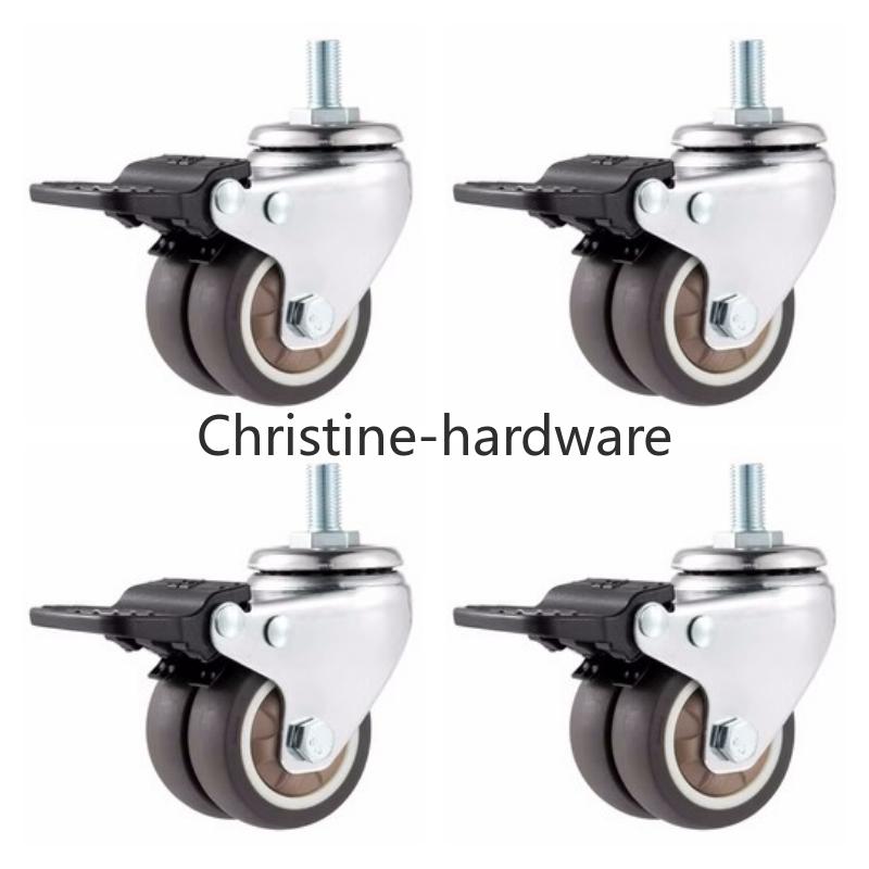 4Pcs/Set 2” Heavy Duty Swivel Stem Rubber Caster Wheels M12 X 25mm Locking Casters Replacement Casters for Furniture