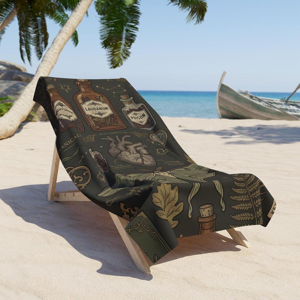 Vintage Apothecary Moth Pattern Summer Beach Towel Sauna Spa Bathroom Towels Baby Travel For Home Playa Swimming Pool Bath Gym