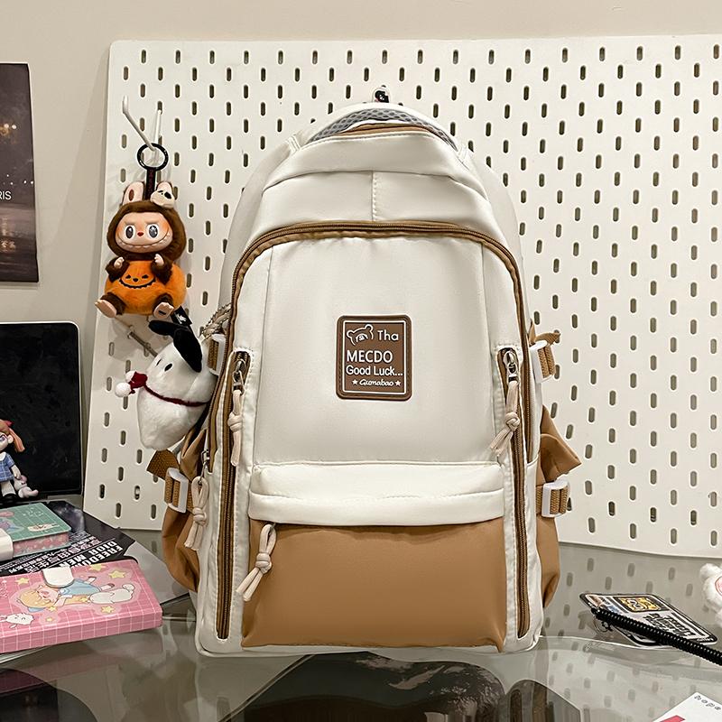 College Style Color Blocked Student School Bags Lightweight Large Capacity Multi-layer Storage Computer Backpack Campus Travel