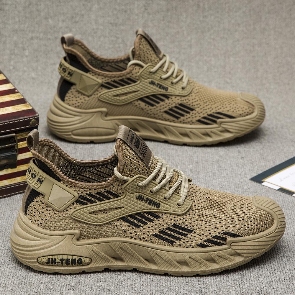 

Мода 2024 Новые мужские сетчатые дышащие универсальные повседневные туфли весна-осень для улицы легкие амортизирующие кроссовки для бега и спорта 48 хаки