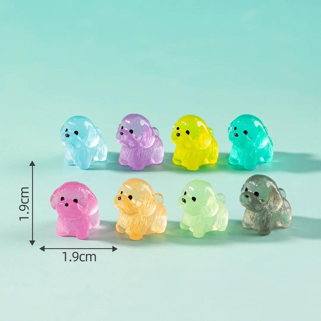 8pcs Mini Luminous Figures Puppy Miniature Decor Glow At Night Dog Dolls DIY Fairy Garden Landscape Ornament Accessories