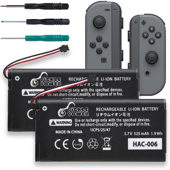 Pickle Power Joy Con Battery Replacement, 2pcs HAC-006 Battery for Nintendo Switch HAC-015 HAC-016 Left & Right Joy-Con Controller