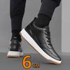Men's Genuine Leather Elevator Casual Shoes Breathable Black/White Height Increasing Sneakers Sports 6cm Tall Shoes