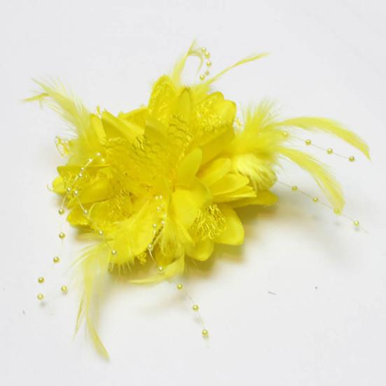 Fashion Flower Feather Bead Corsage Hairband Pin Wedding Headwear Decor Gift