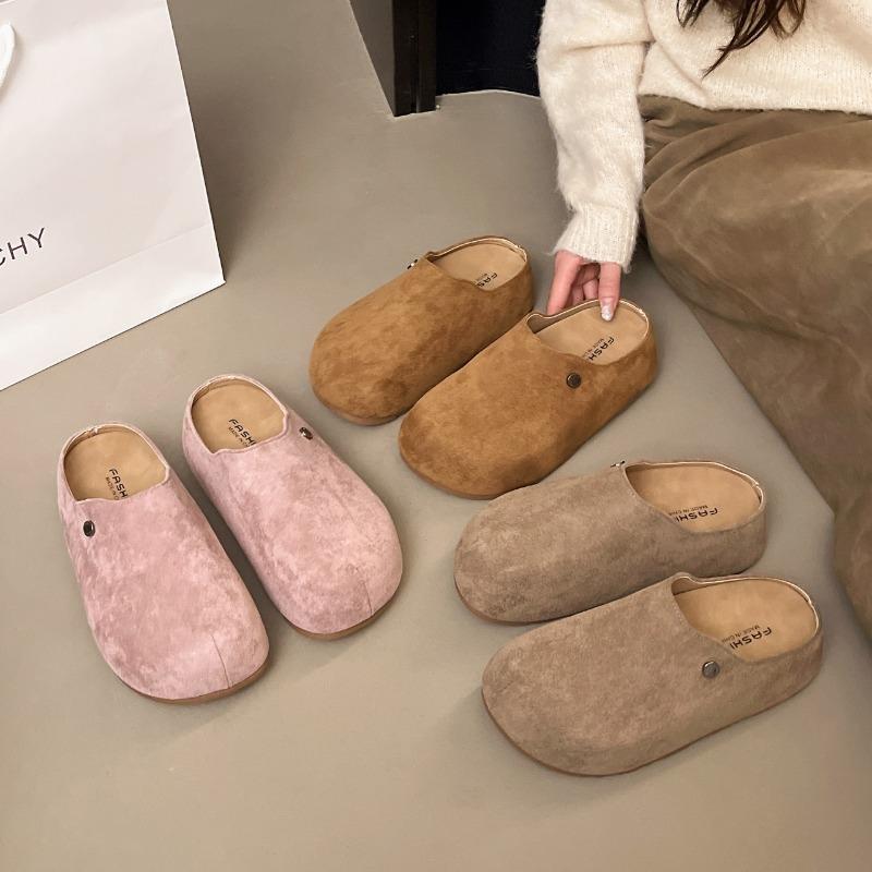 2025 New Suede Women Slippers Fashion Cork Footbed Beach Slippers Soft Cork Nonslip Slippers With Arch Support