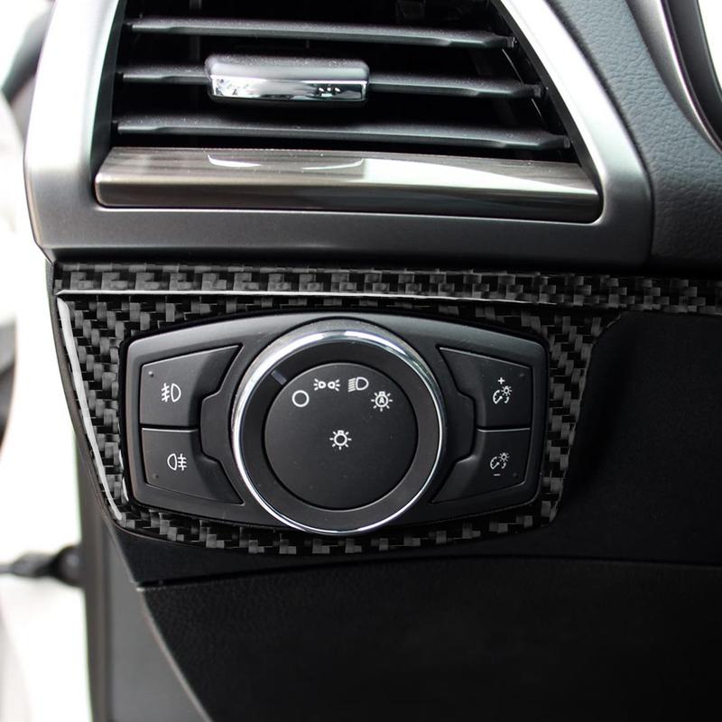 For Ford Fusion 2013- Real Carbon Fiber Stickers Headlight Switch Control Panel Frame Car Accessories Interior Decorative